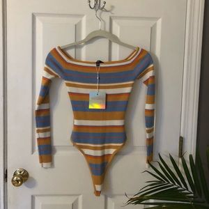 striped thong bodysuit